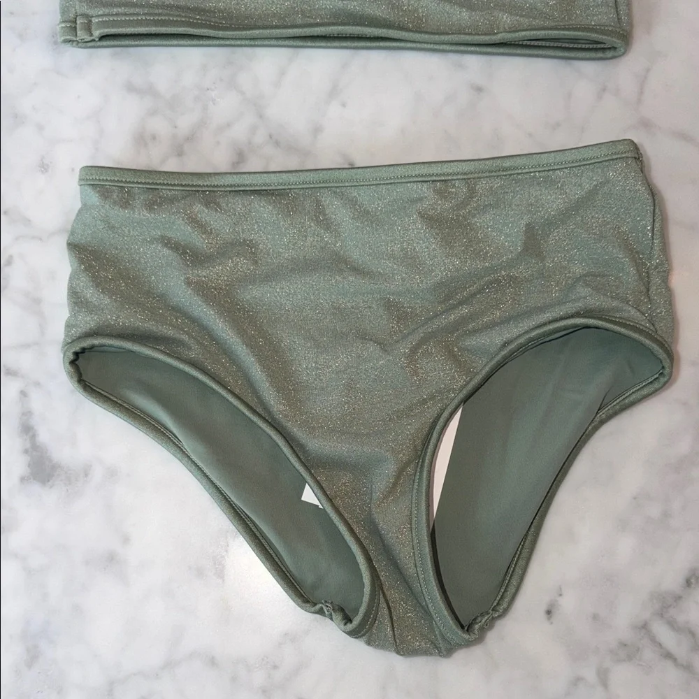 NWT Zimmermann Sage Green Shimmer Waverly Bikini Set 6Y